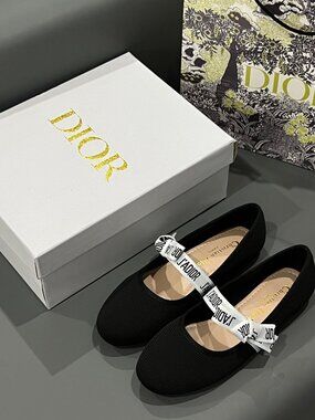Dior Flats & Loafers | Dior J'ADIOR Black Knit Bow Ballet Flats